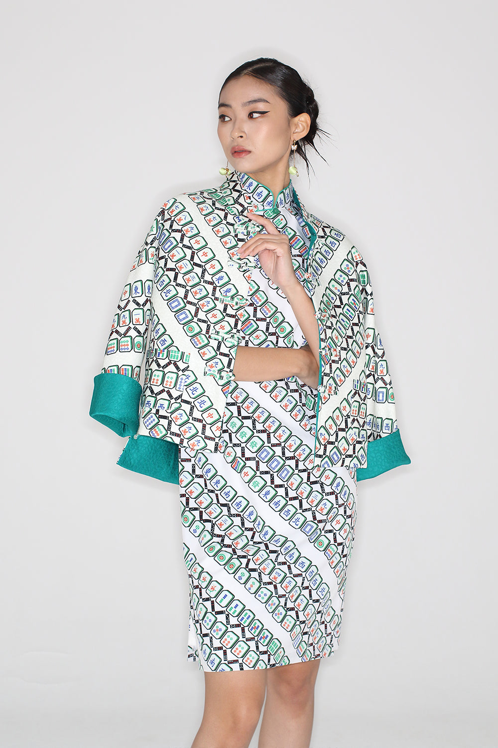 Yi-ming MARJORIE 麻雀圖案印花長衫 (綠色)