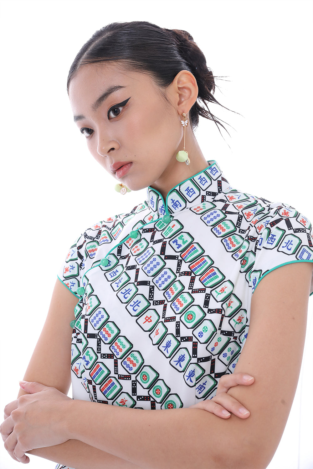 Yi-ming MARJORIE 麻雀圖案印花長衫 (綠色)