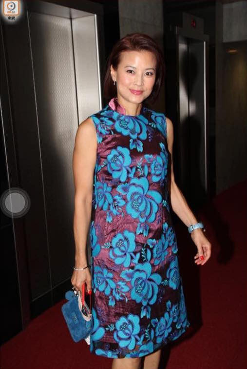 黎燕珊 Eva Lai Looks Gorgeous and Elegant in Our Latest Collection, Blue Color Floral Embroidery Qipao Attending an Oriental Themed Dinner Event