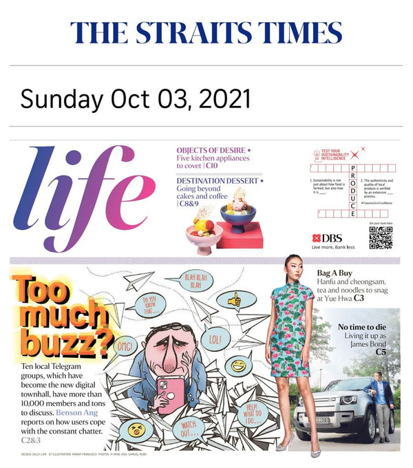 It is glad Yi-ming Cheongsam to be featured on Singapore Straits times