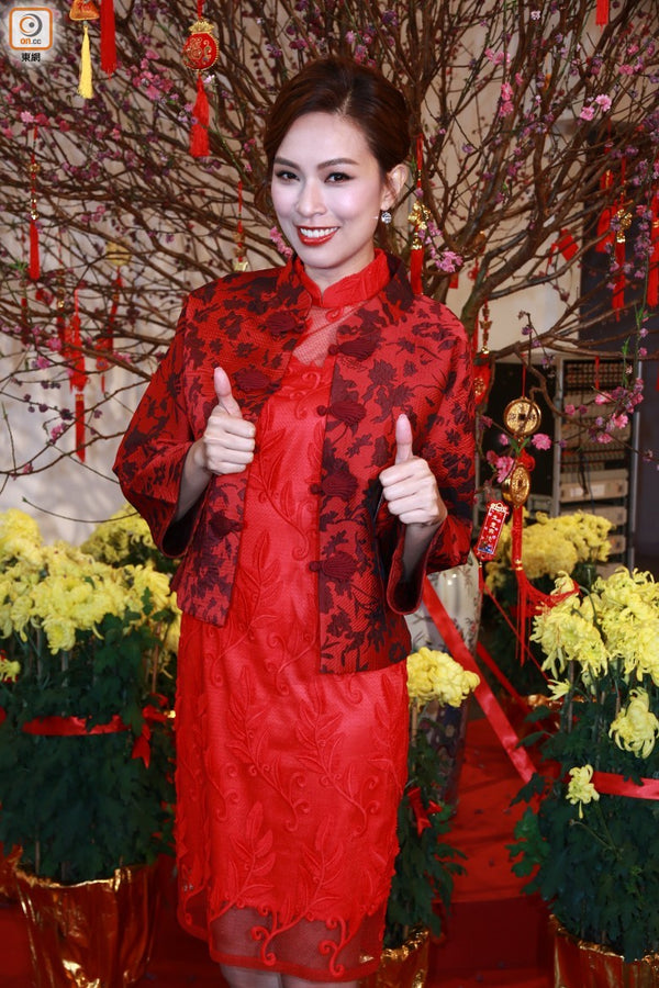 Queenie Chu Looks Stunning in Our CNY Red Cheongsam Collection!