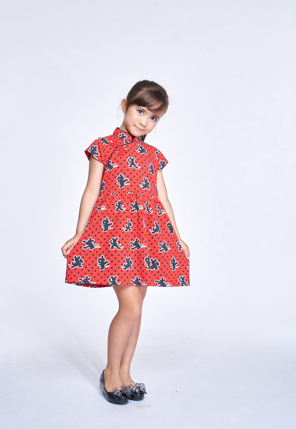 Yi-ming Girls' DM Kungfu Cotton Gathered Dress