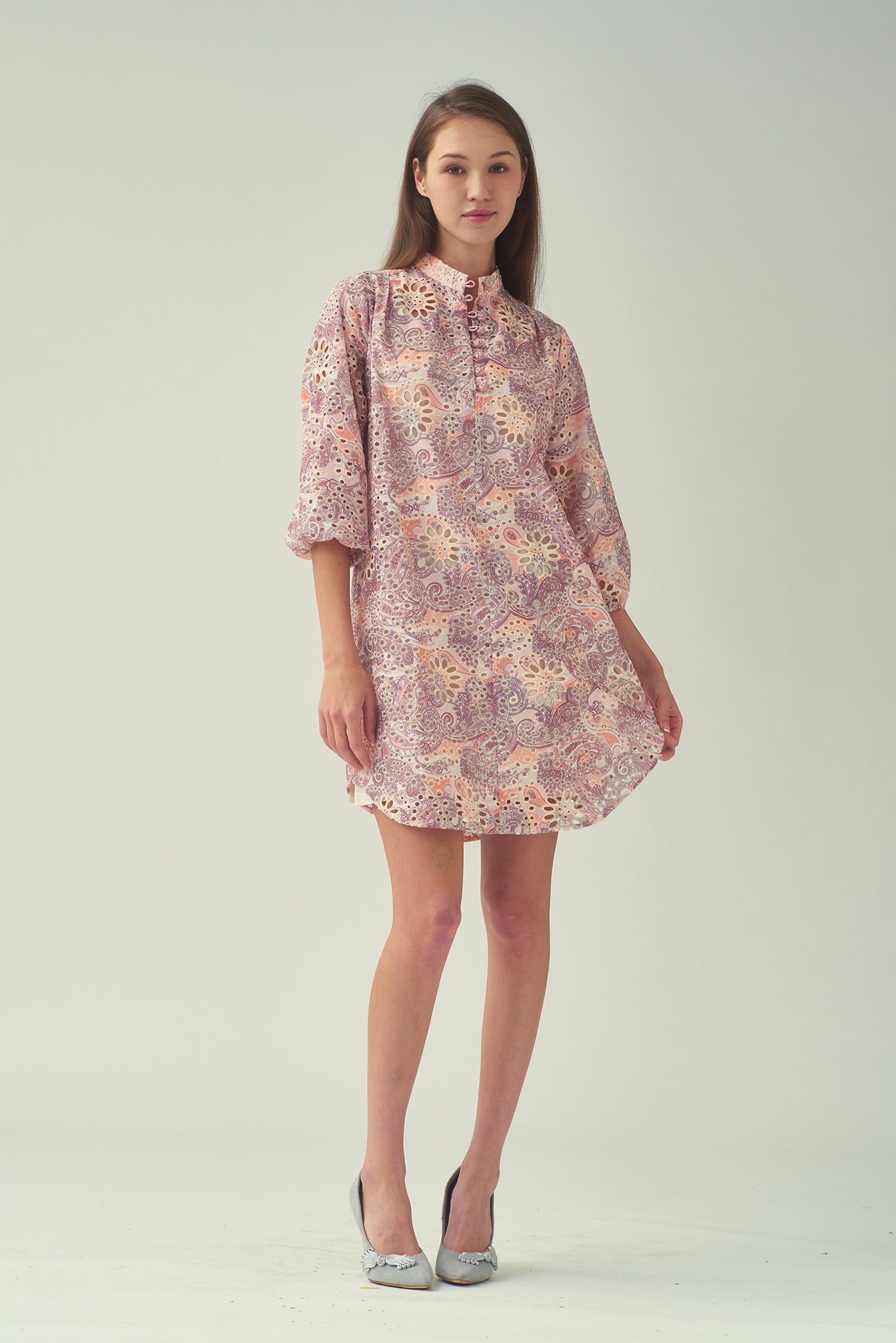 NATALIE QRT Slv Shirt Dress (Blush)