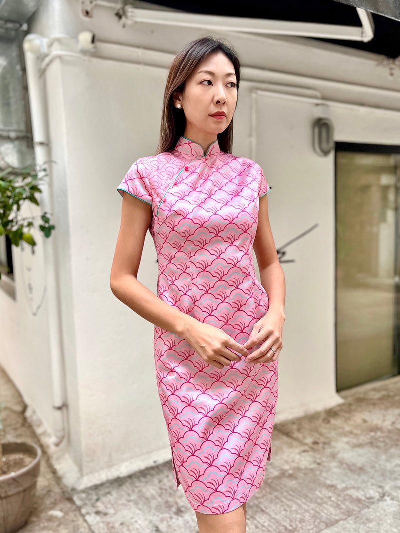 Yi-ming POLLY 原創扇形印花色丁長衫 (粉紅色)