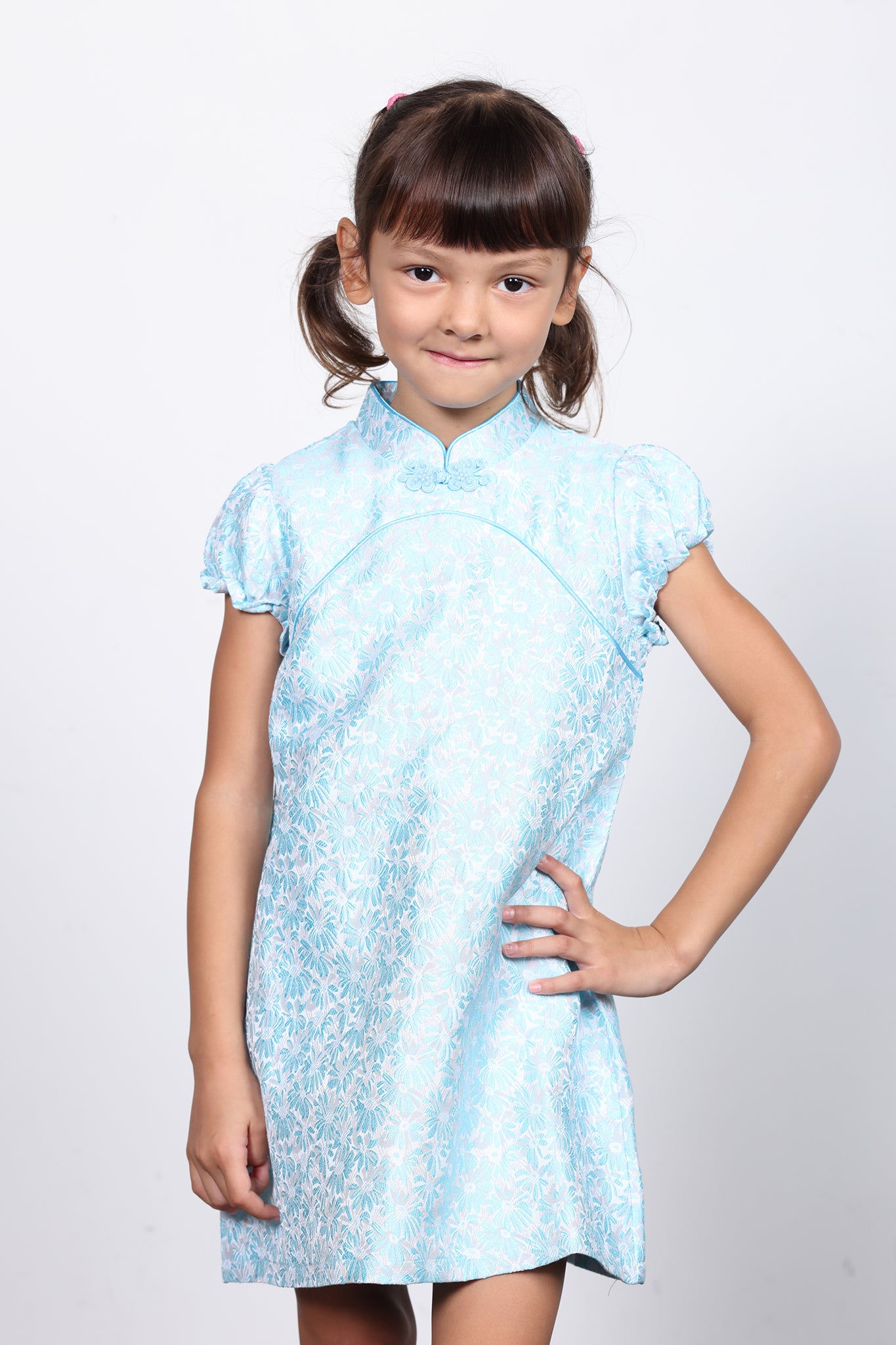 POPPY Girls' Daisy Brocade Cheongsam (Baby Blue)