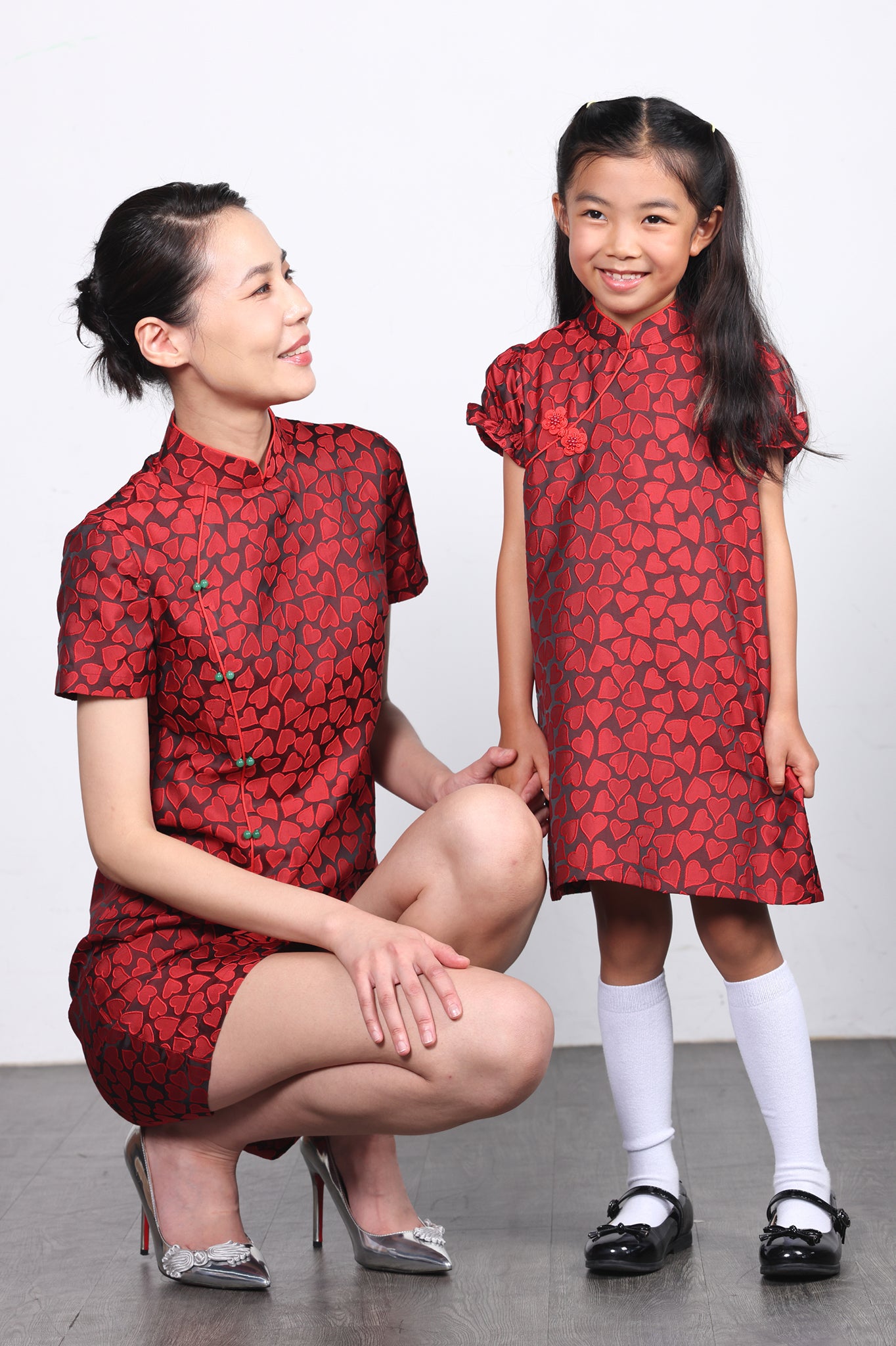 ROSA Girls' Heart Jacquard Cheongsam