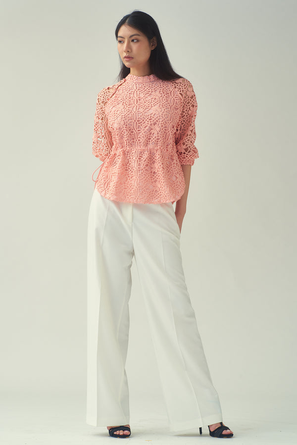 NAOMI Floral Lace Top (Soft Pink)