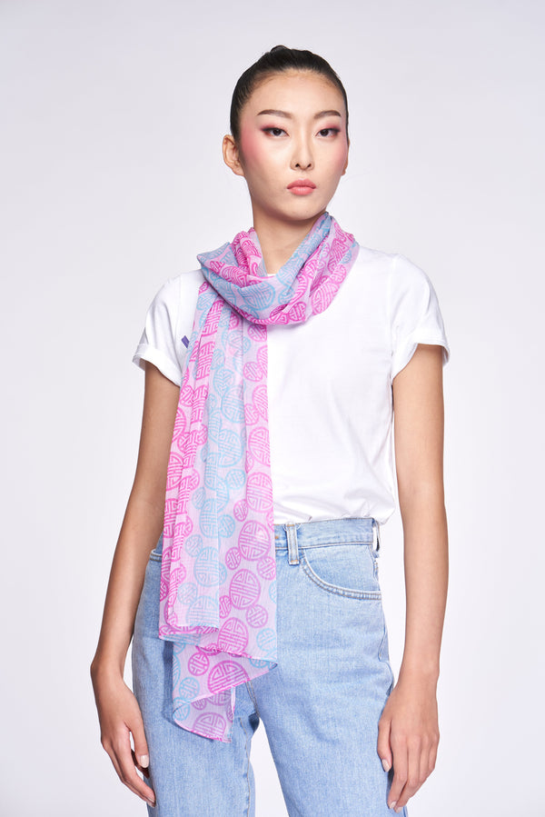 Yi-ming DM Hera Chiffon Scarf (Pink/ Blue)