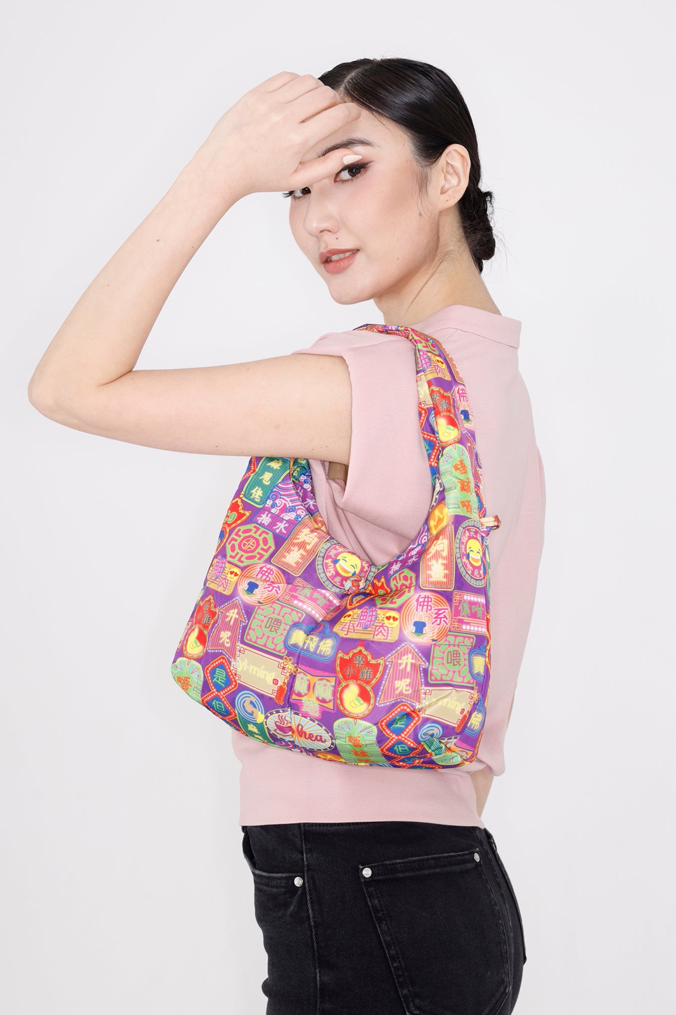 PORTER Canton-slang Print Puffy Handbag (Purple)