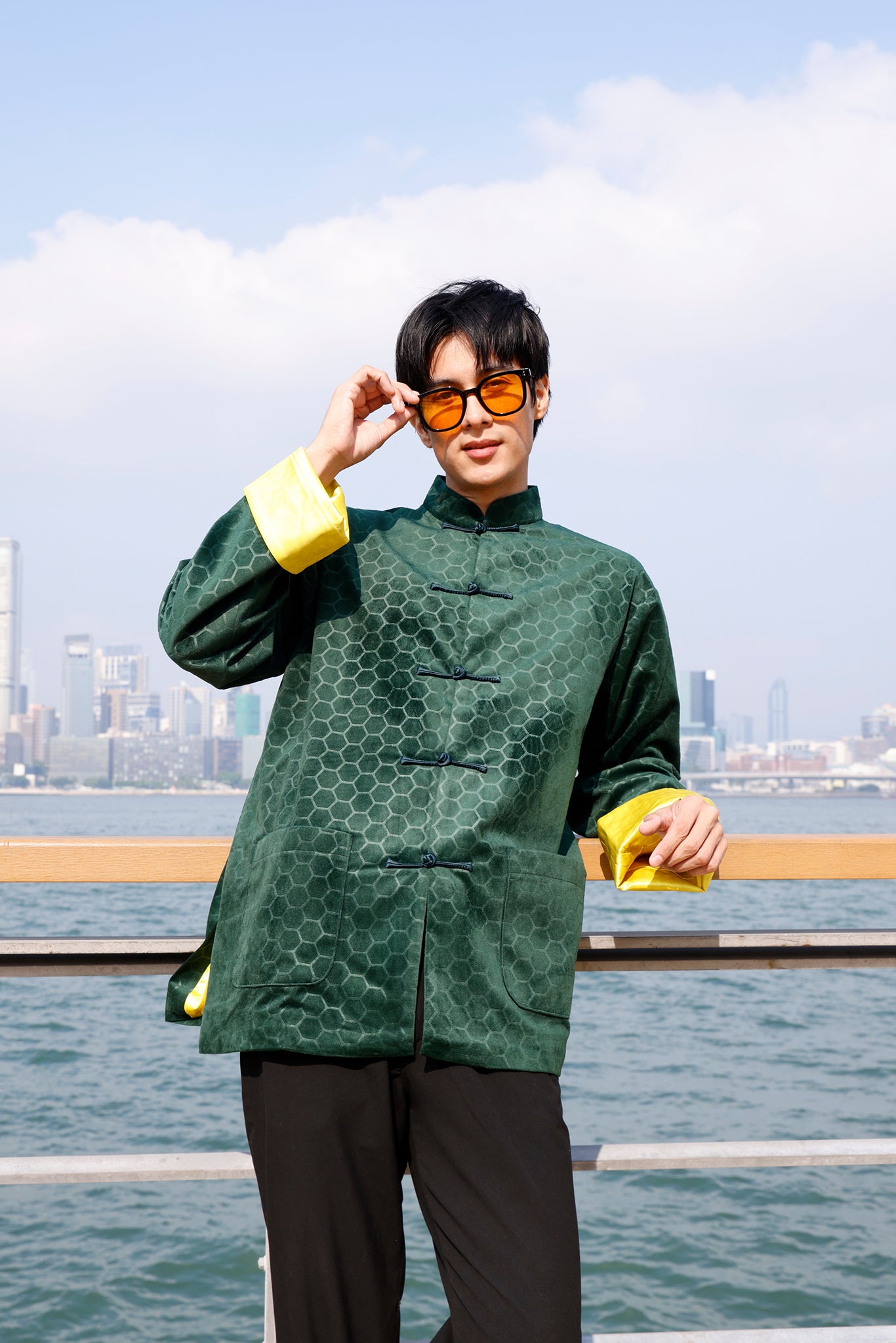 PERRY Unisex Honeycomb Velvet Kungfu Jacket (Military)