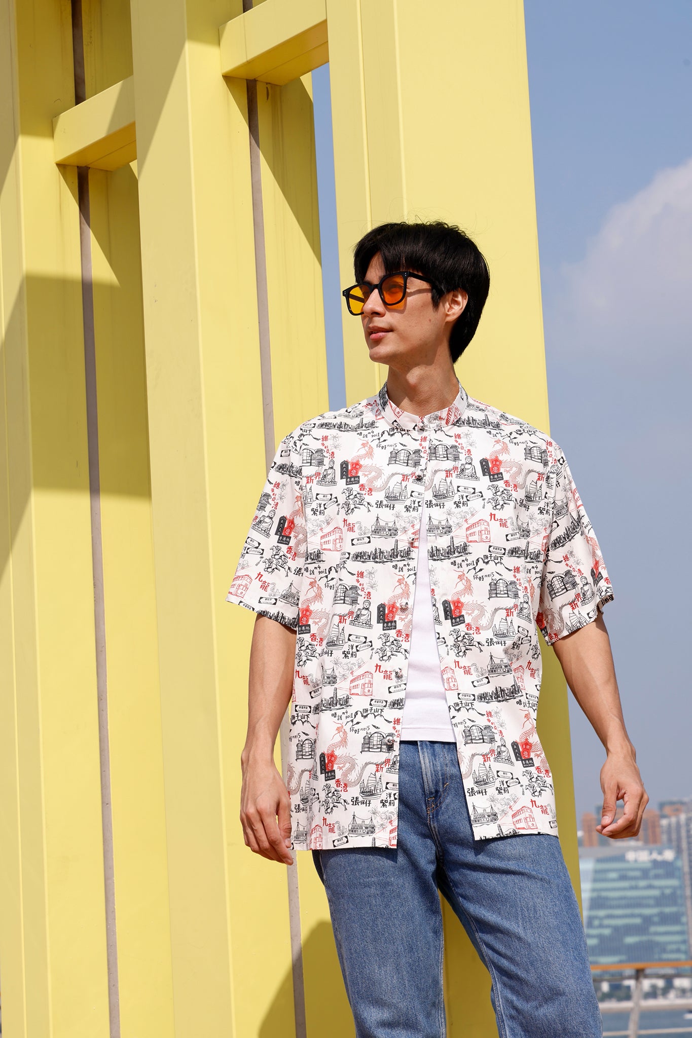 PHILIP HK Print Men's Shirt (White)