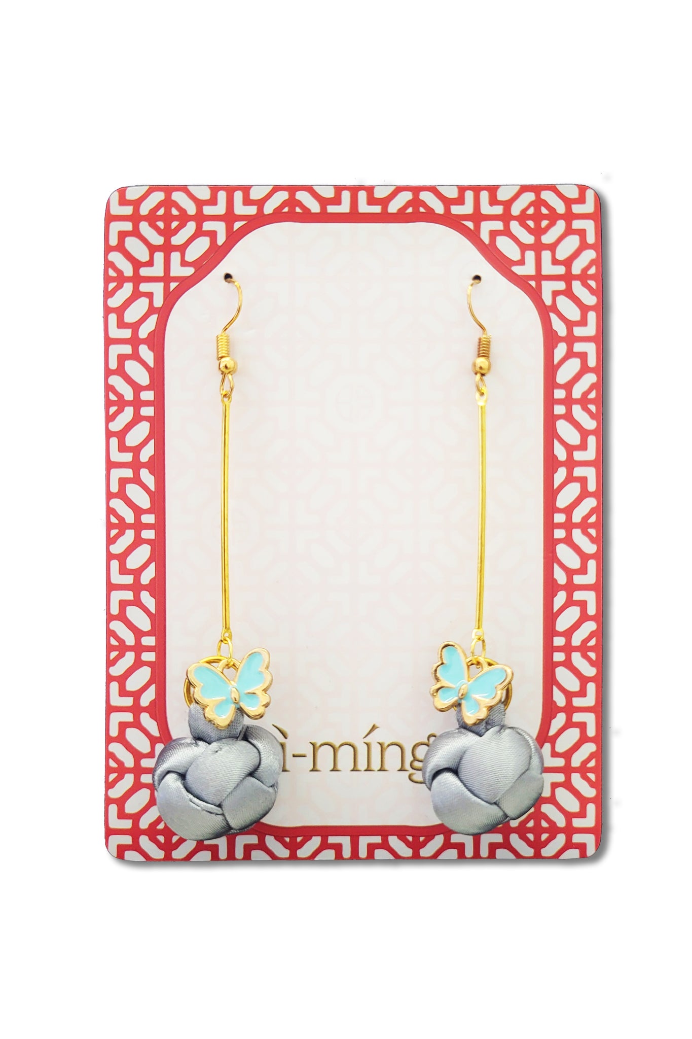OPAL Chinese Knot Drop Earrings (Silver)