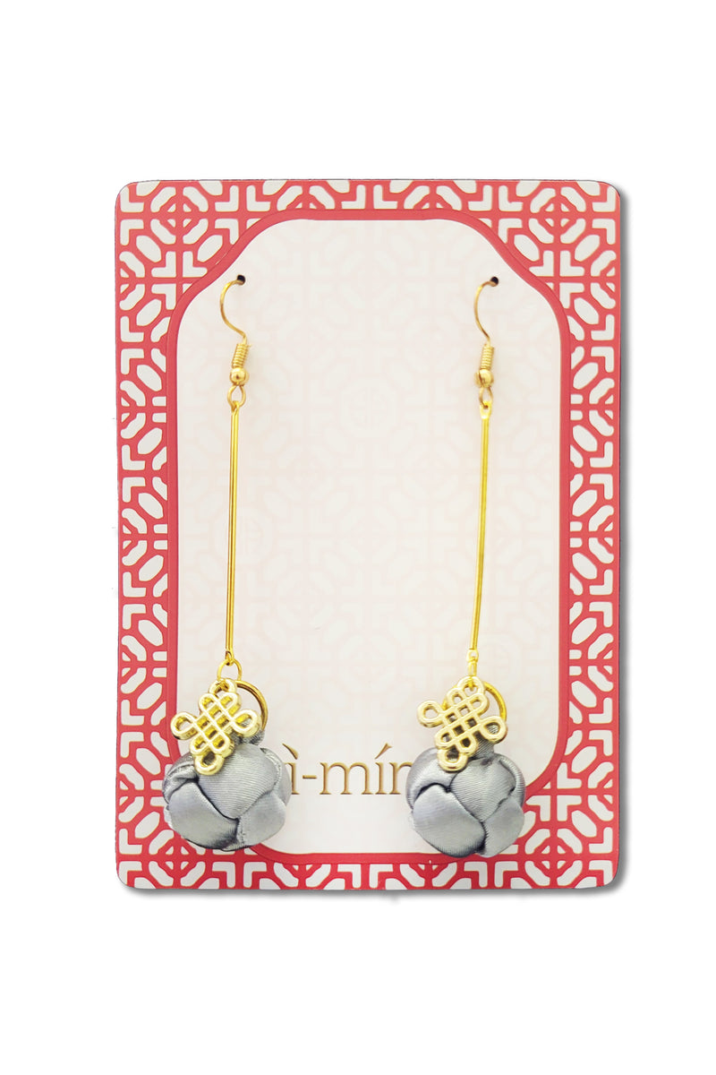 OPAL Chinese Knot Drop Earrings (Silver)