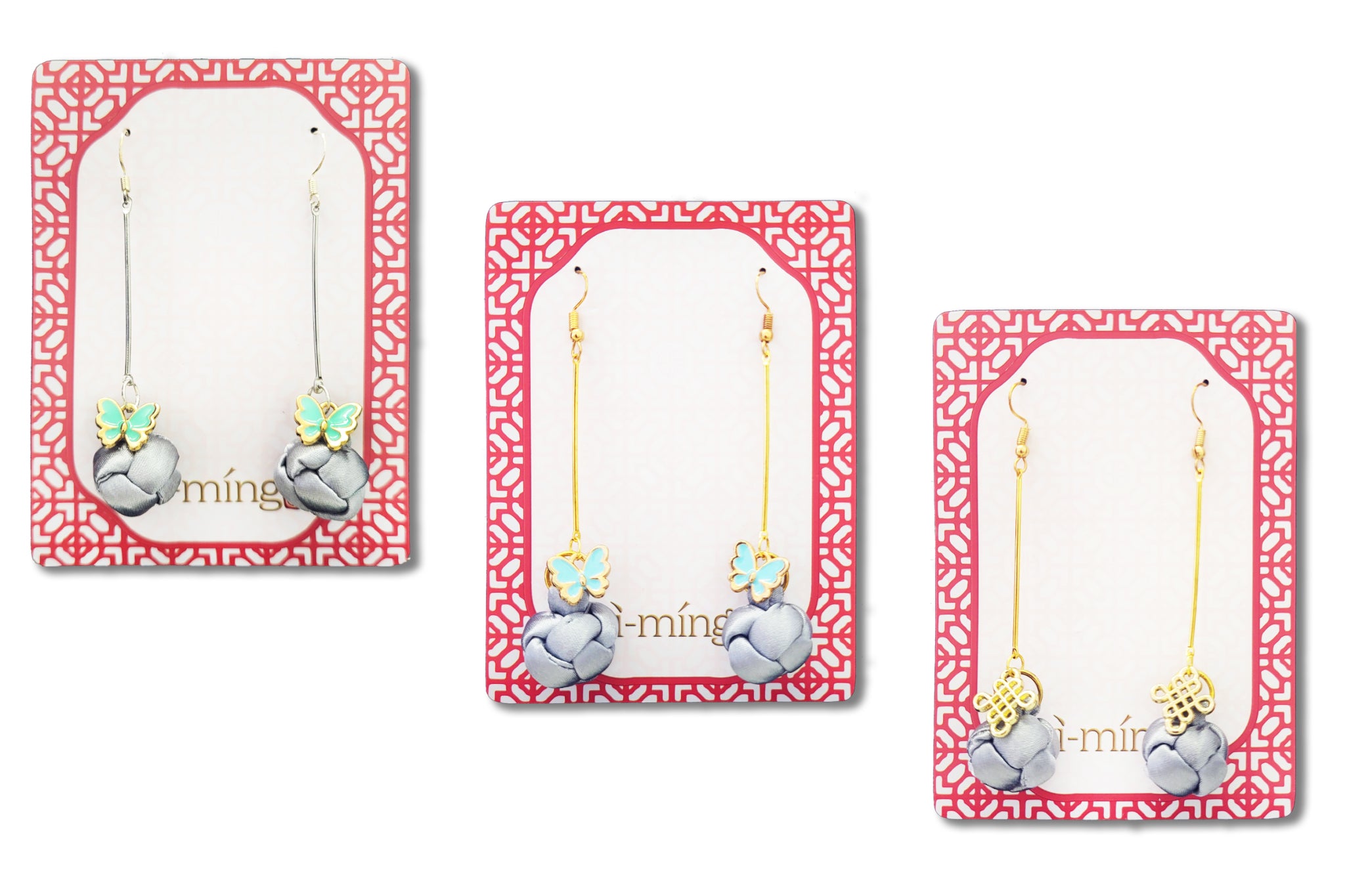 OPAL Chinese Knot Drop Earrings (Silver)