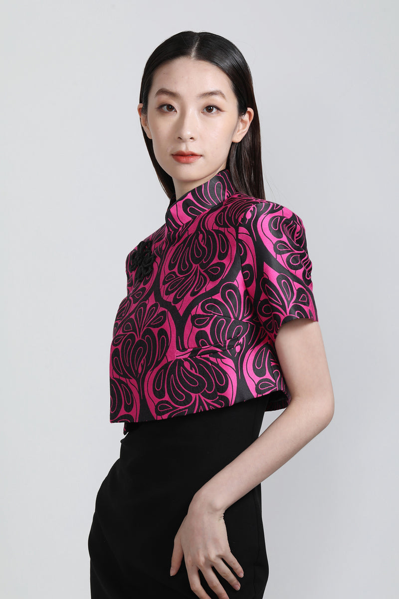 Yi-ming PERLA 腰果花短袖短外套 (紫紅色)