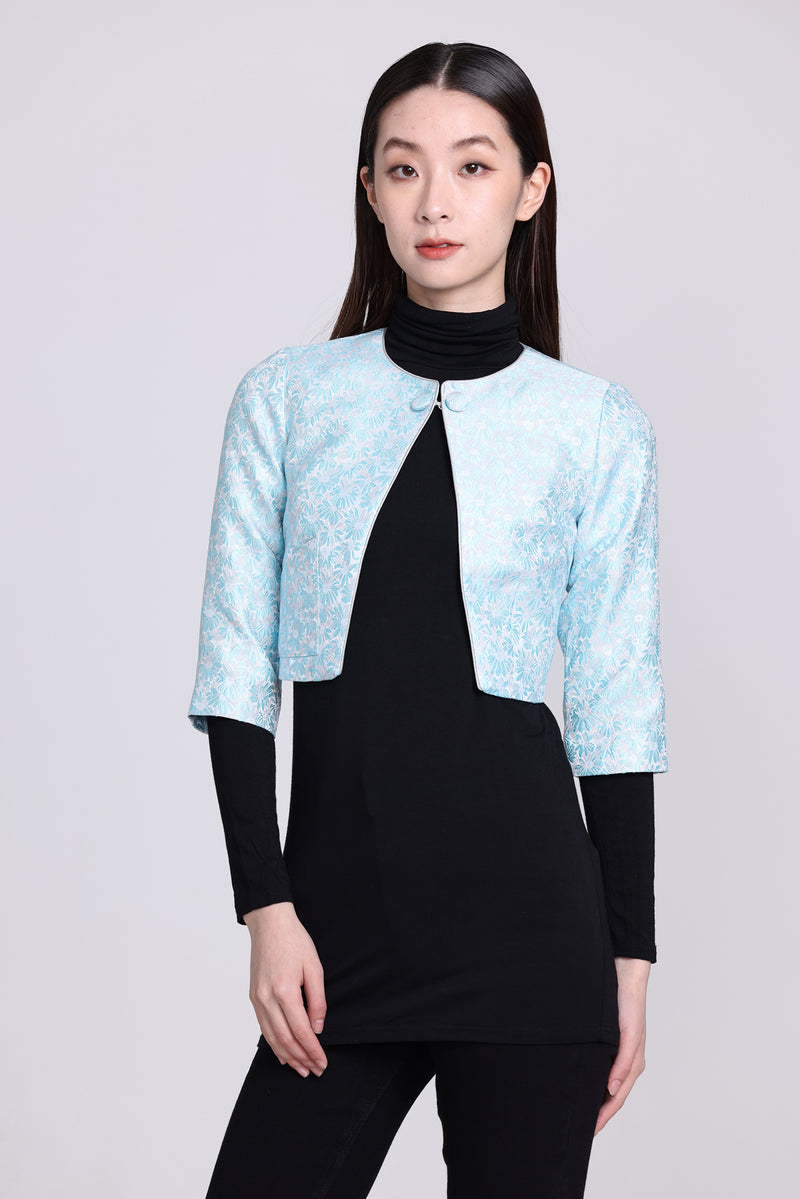 Yi-ming PALMER 雛菊織錦中袖短外套 (淺藍色)