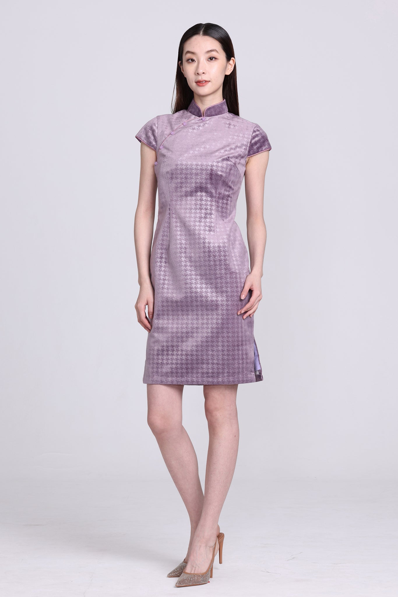 Yi-ming POLLY 千鳥格絨長衫 (紫色)