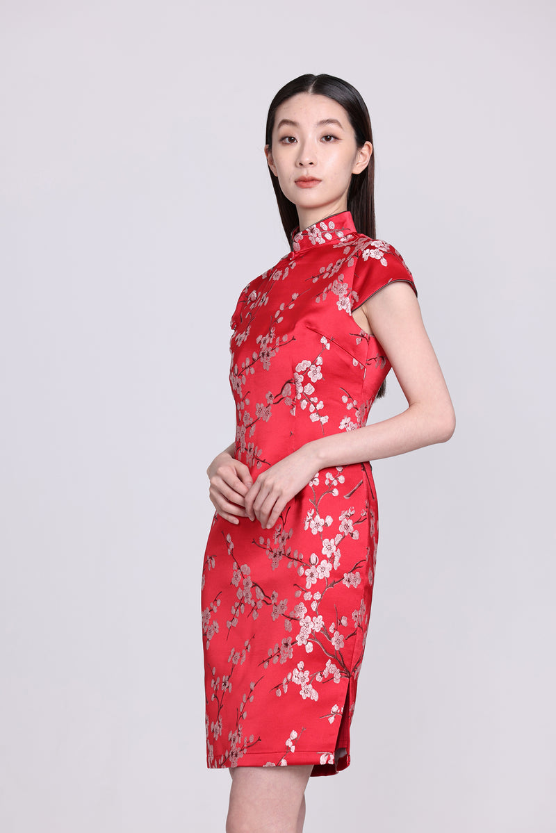 Yi-ming POLLY 梅花織錦長衫 (紅色)