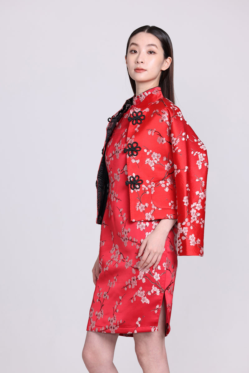 Yi-ming POLLY 梅花織錦長衫 (紅色)