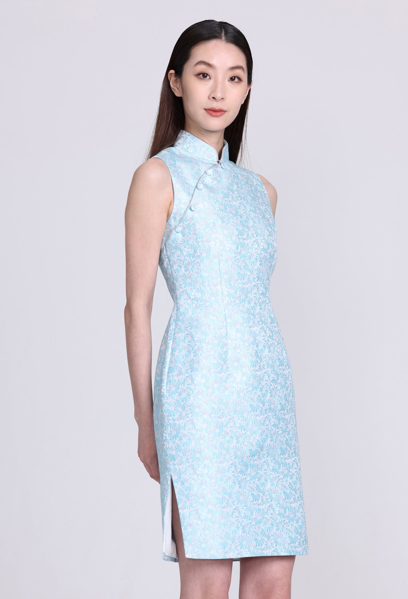 Yi-ming PAMELA 雛菊織錦無袖長衫 (淺藍色)