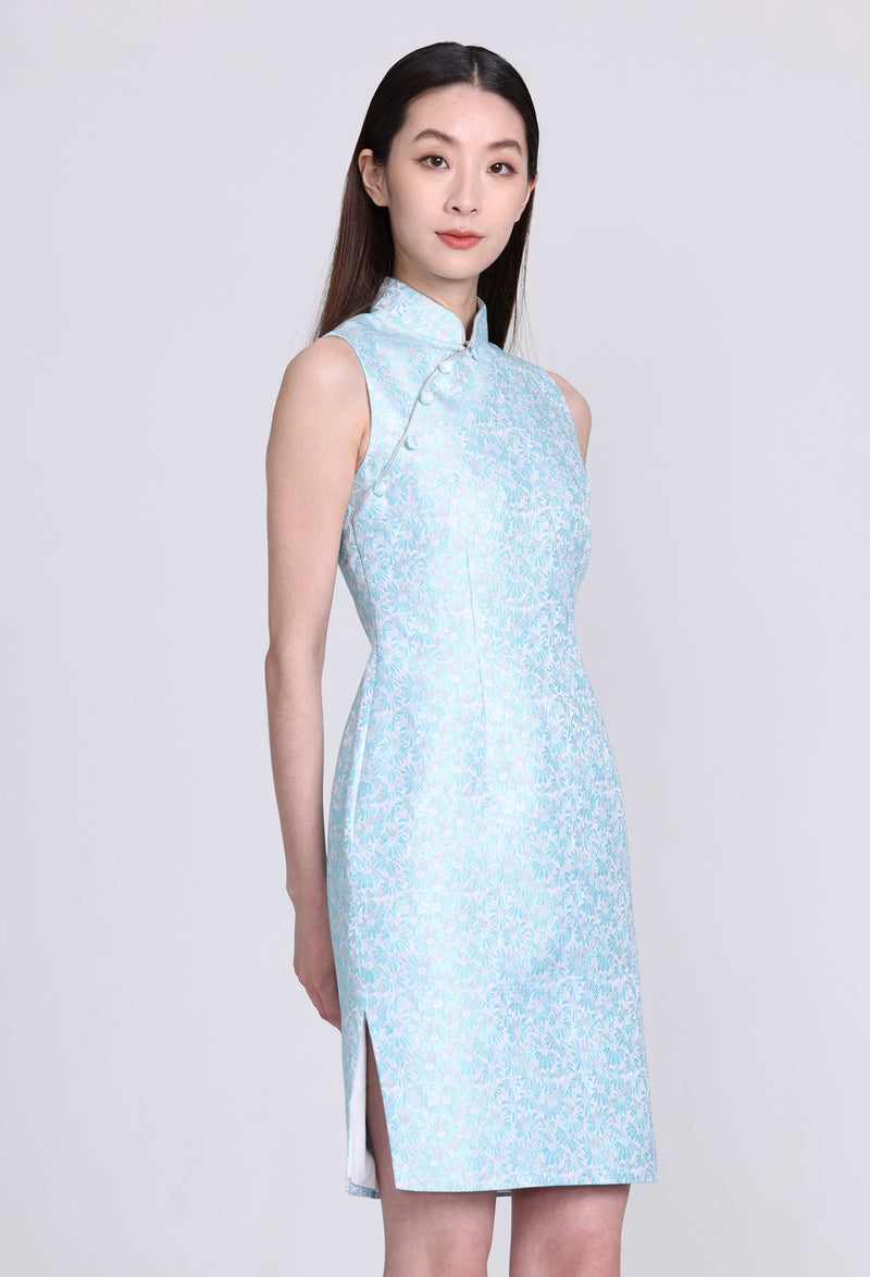 Yi-ming PAMELA 雛菊織錦無袖長衫 (淺藍色)