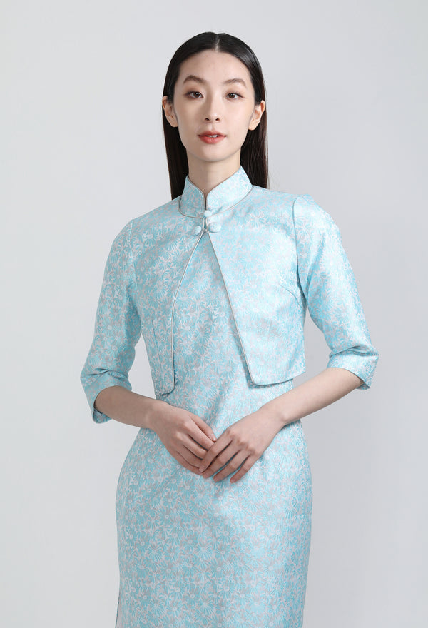 Yi-ming PALMER 雛菊織錦中袖短外套 (淺藍色)