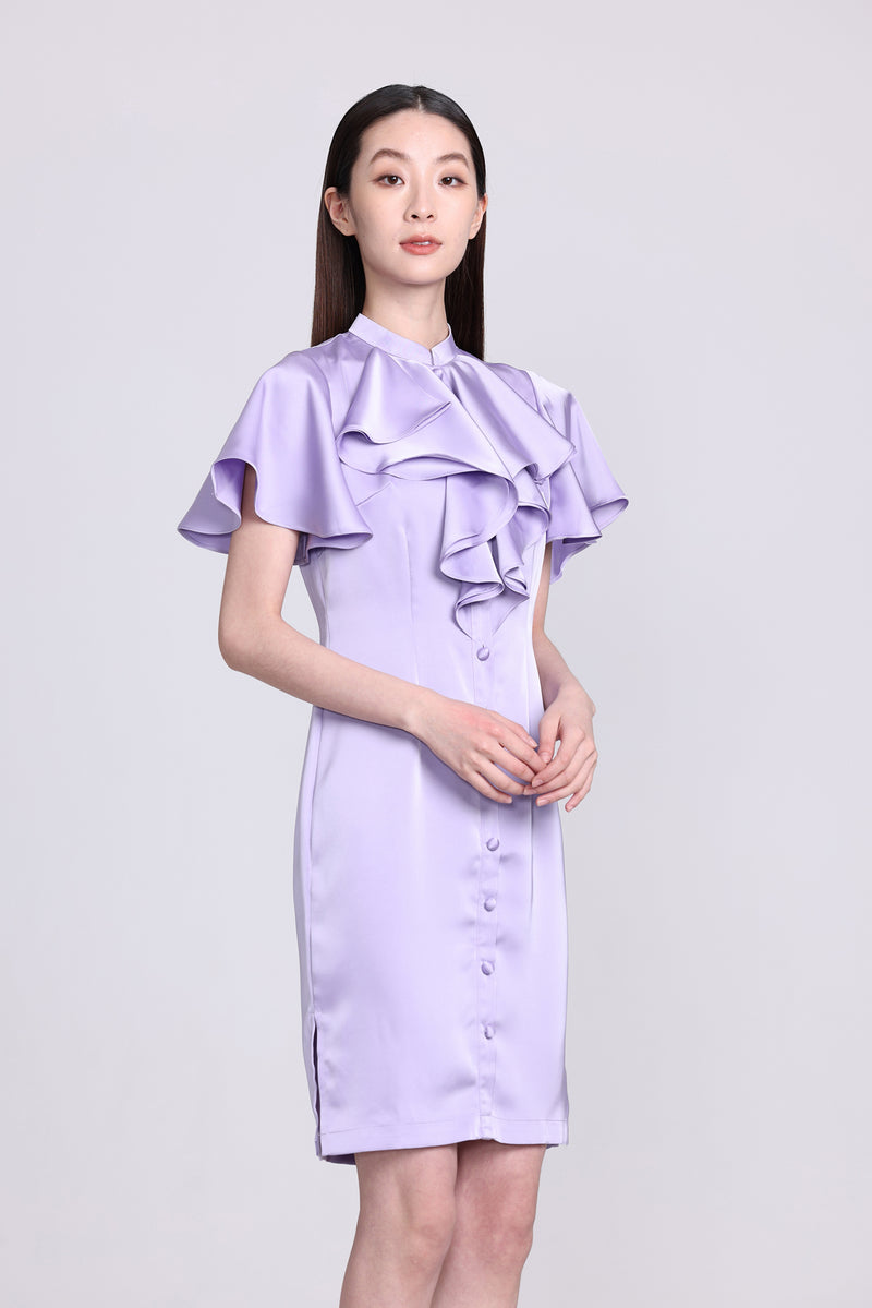 Yi-ming NICOLETTE 色丁荷葉邊長衫 (紫色)