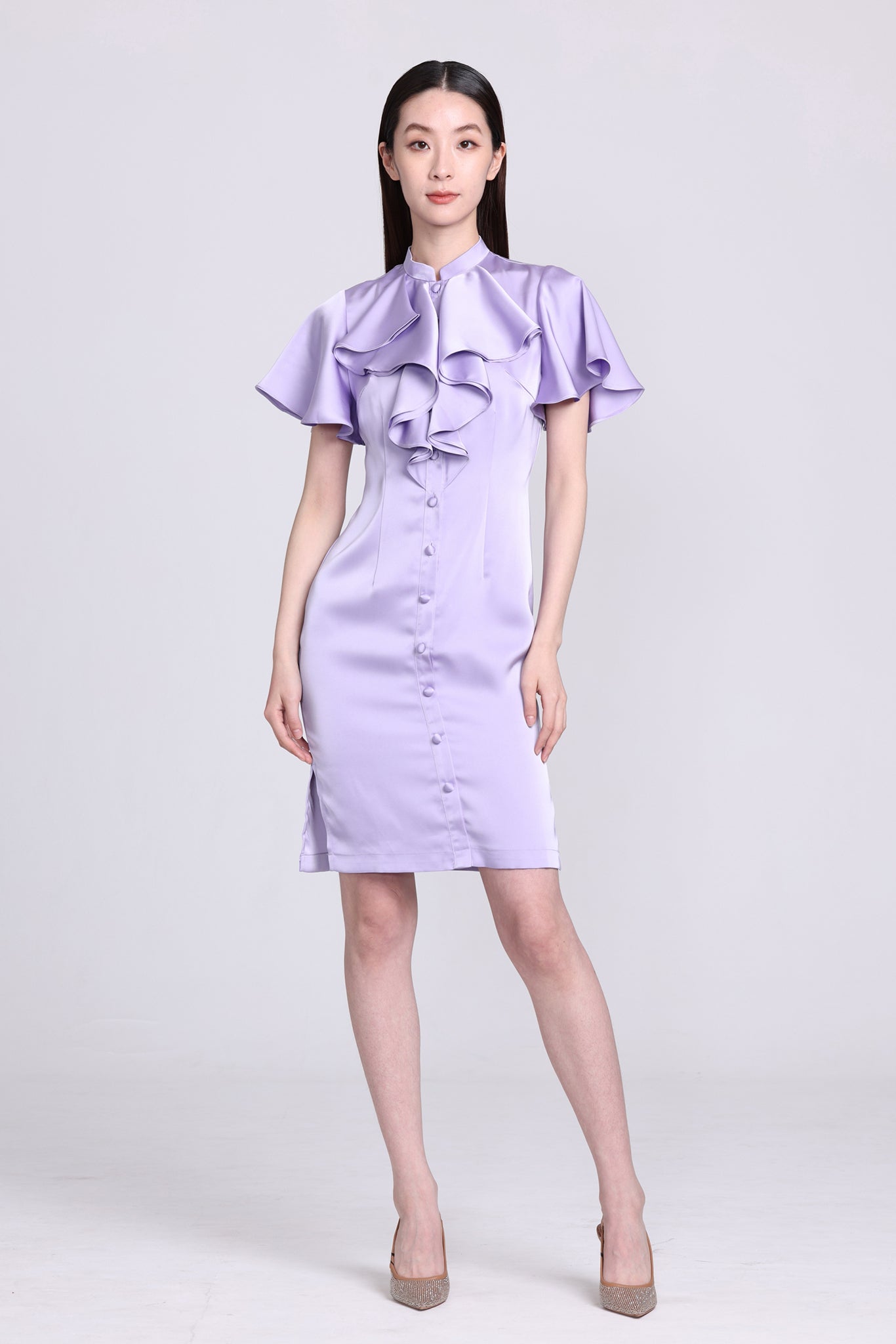 Yi-ming NICOLETTE 色丁荷葉邊長衫 (紫色)