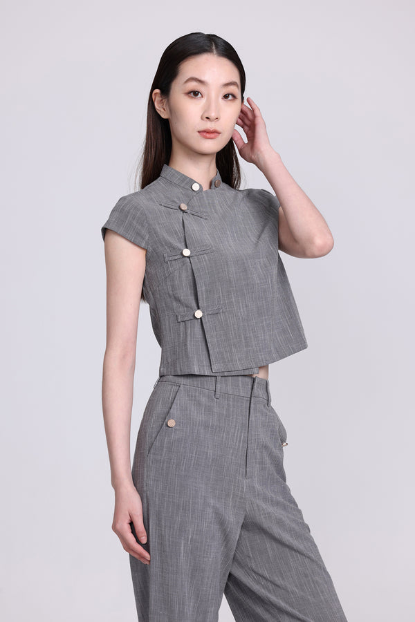 NELLA Cropped Blouse (Grey)