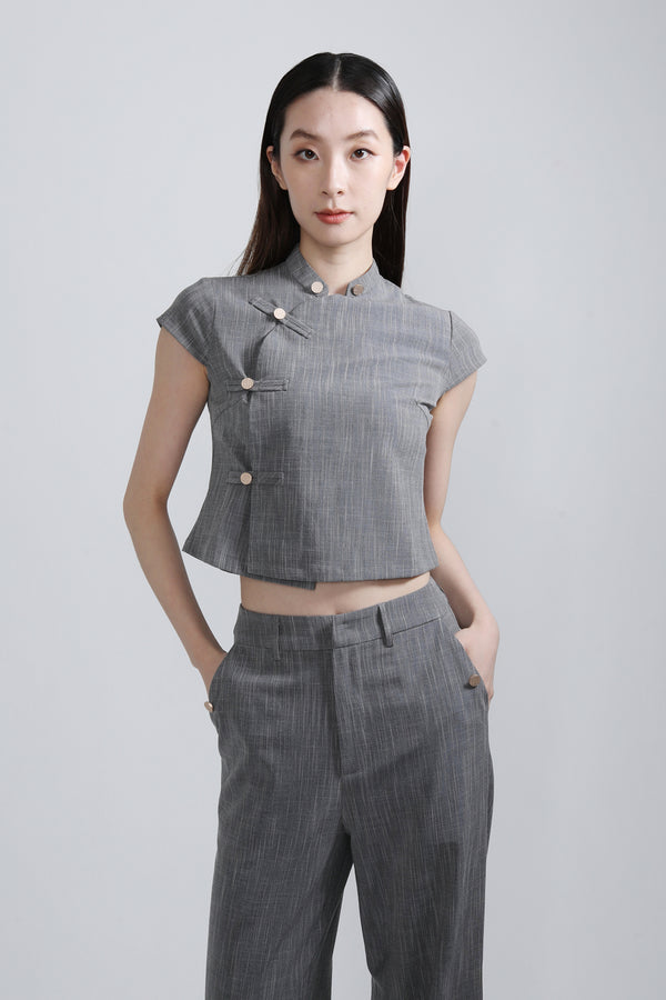 NELLA Cropped Blouse (Grey)