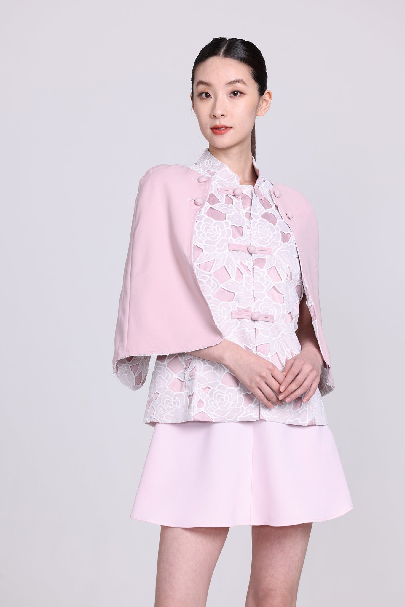 NISHA 3-way Long Cape with Lace