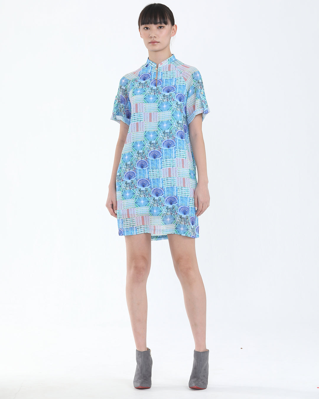 LANA Public Housing Print Chiffon Dress