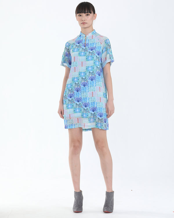 LANA Public Housing Print Chiffon Dress