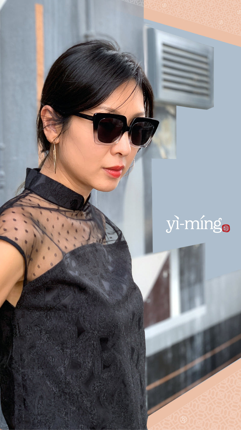 Yi-ming X Big Horn Butterfly Black + Crystal Sunglasses