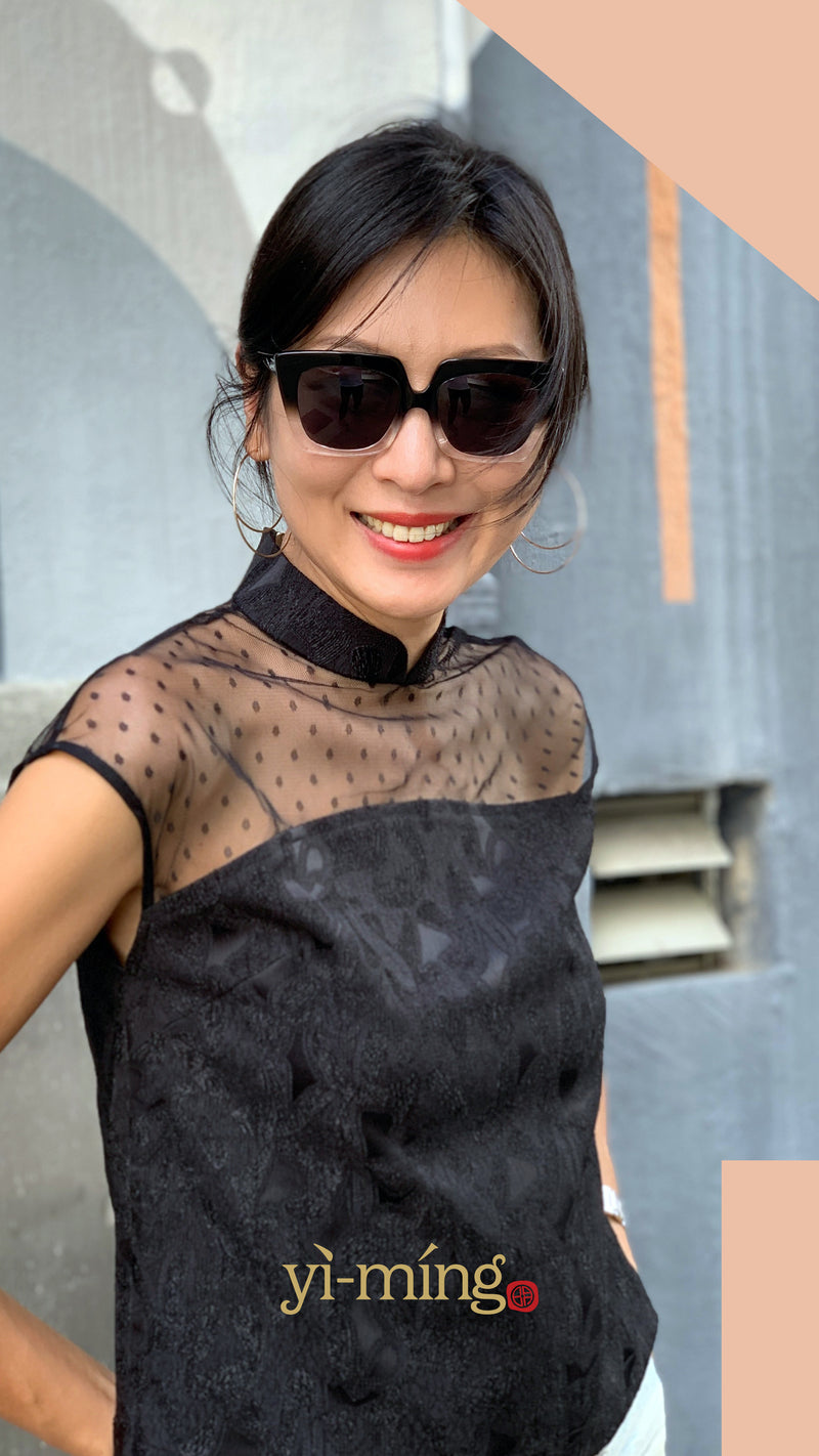 Yi-ming X Big Horn Butterfly Black + Crystal Sunglasses