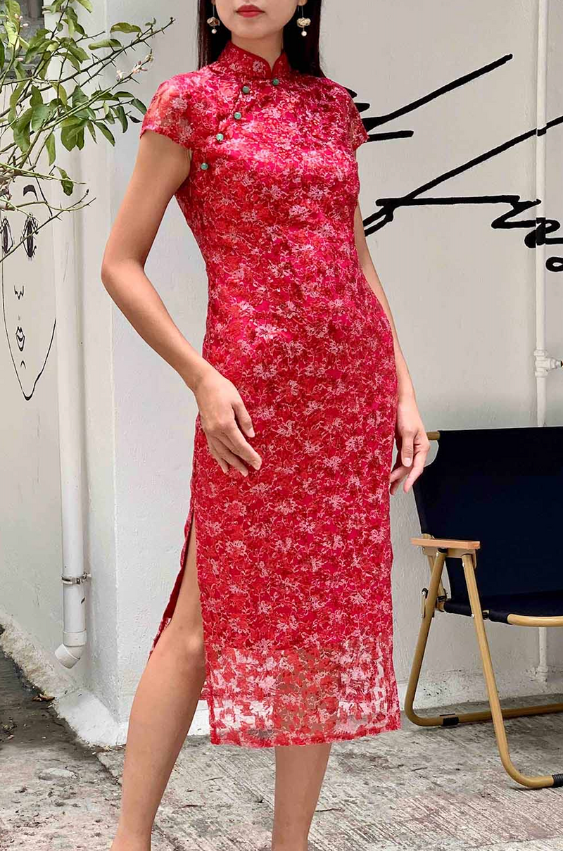 MARTHA Sequins Long Cheongsam (Red)