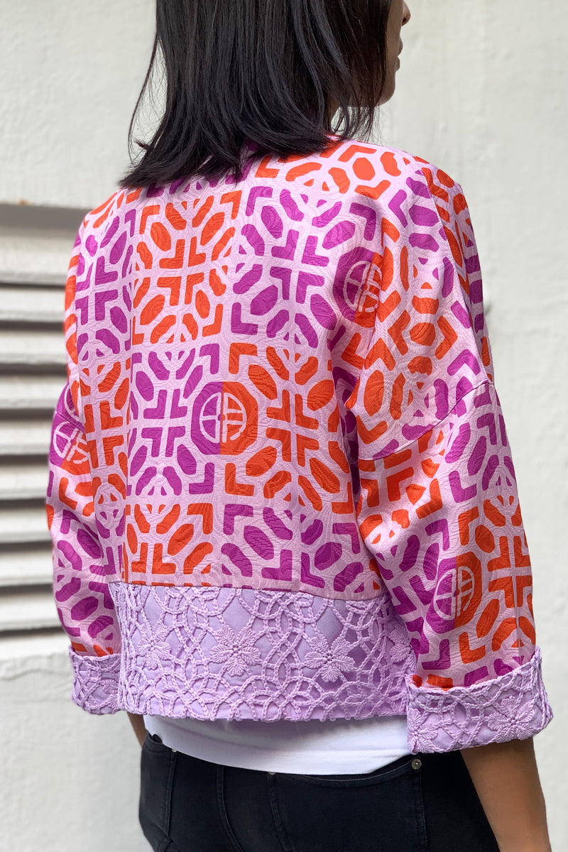 LAURA 特有印花東方外套（紫色/橙色）