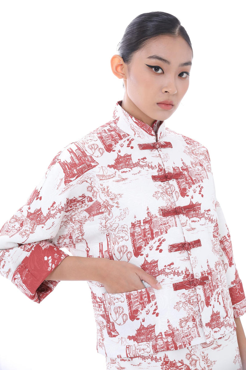 MAGGIE Reversible Oriental Jacket (White/ Red)