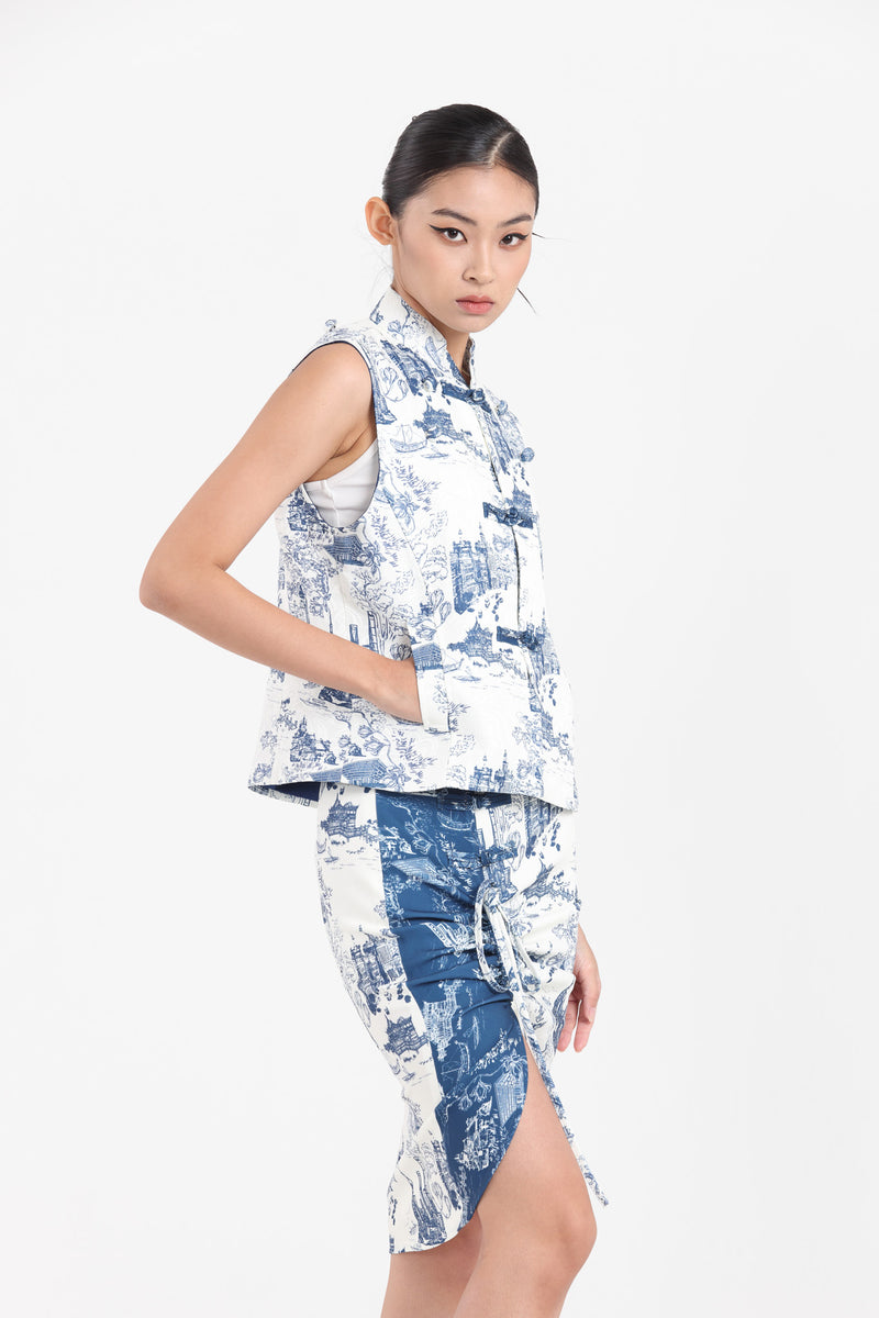 MAISIE 3-way Contrast Cape (White/ Navy)