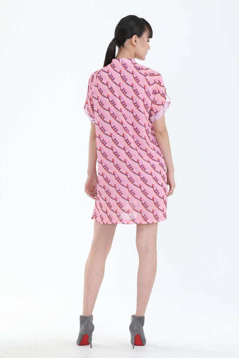 Kirsten Marina Bay Sands Diagonal Print Chiffon Dress