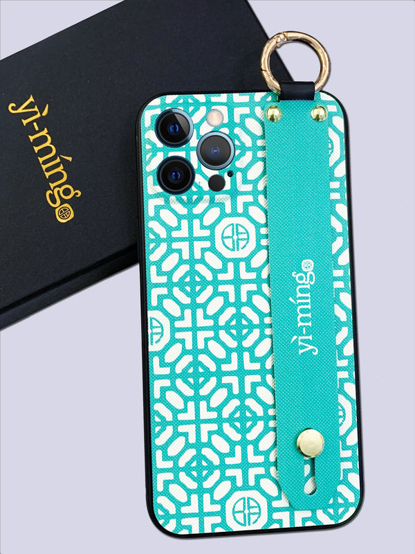 Signature Print iPhone Case with Handle (Aqua)