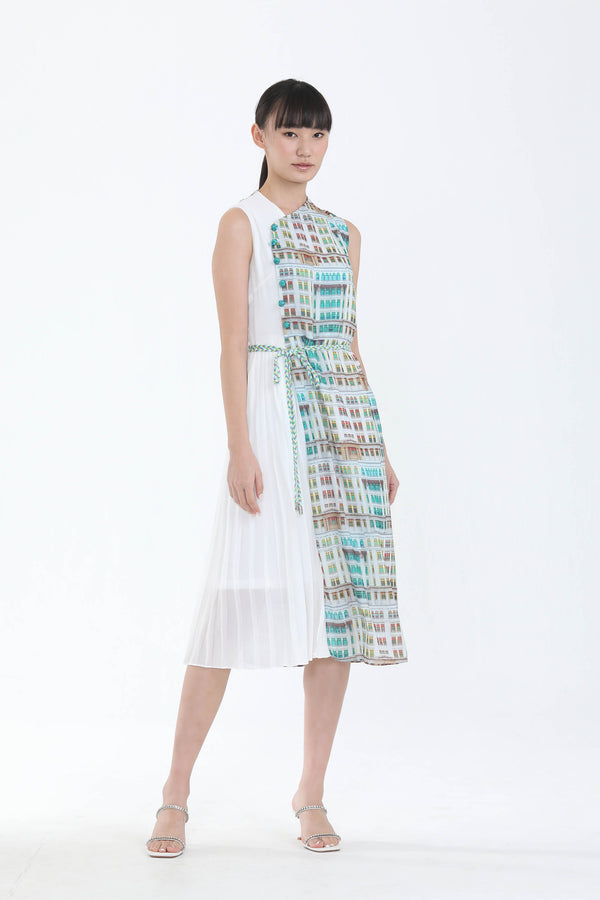 Katherine Police Station Print Pleated Dress