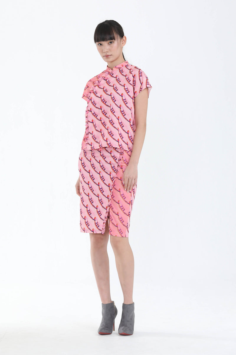 Leanna Marina Bay Sands Diagonal Print Skirt