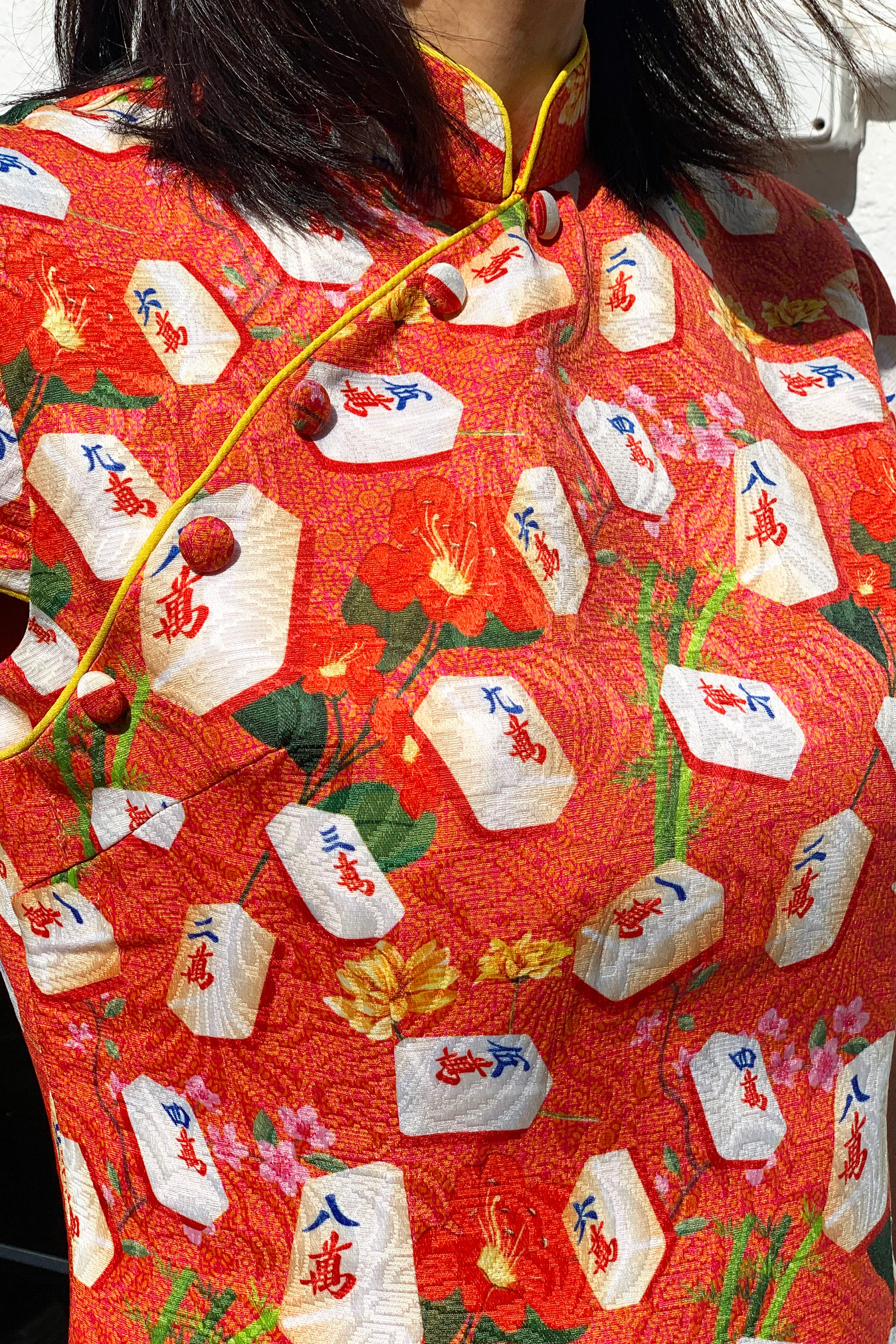 KYLIE Mahjong print Cheongsam (Orange)