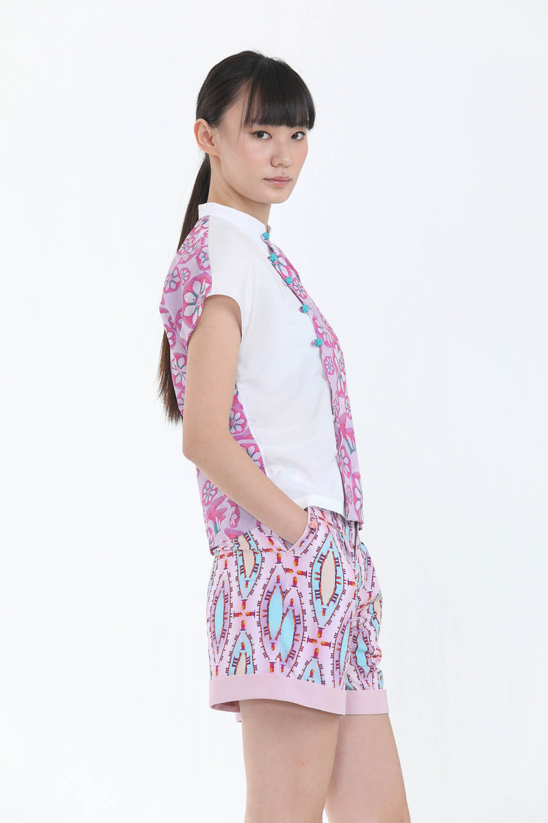 Lena濱海灣花園印花圖案對比襯衫