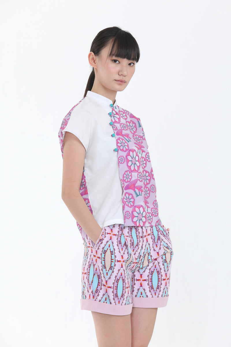 Lena Gardens By The Bay Print Contrasting Blouse