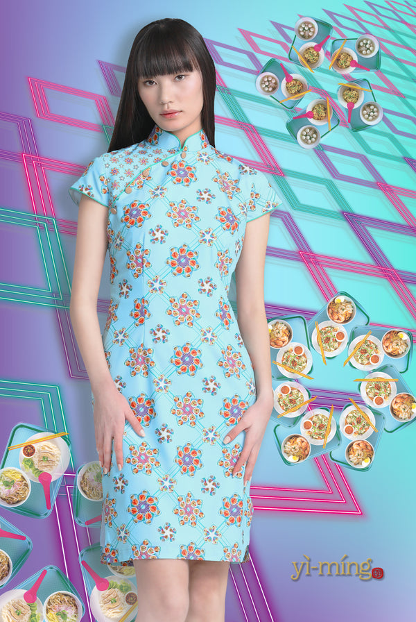 Kalena Singapore Cuisine Print Cheongsam