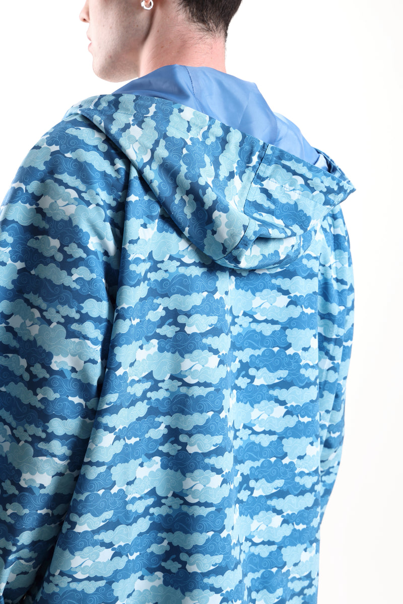 AARON Printed Hooded Jacket (Blue)