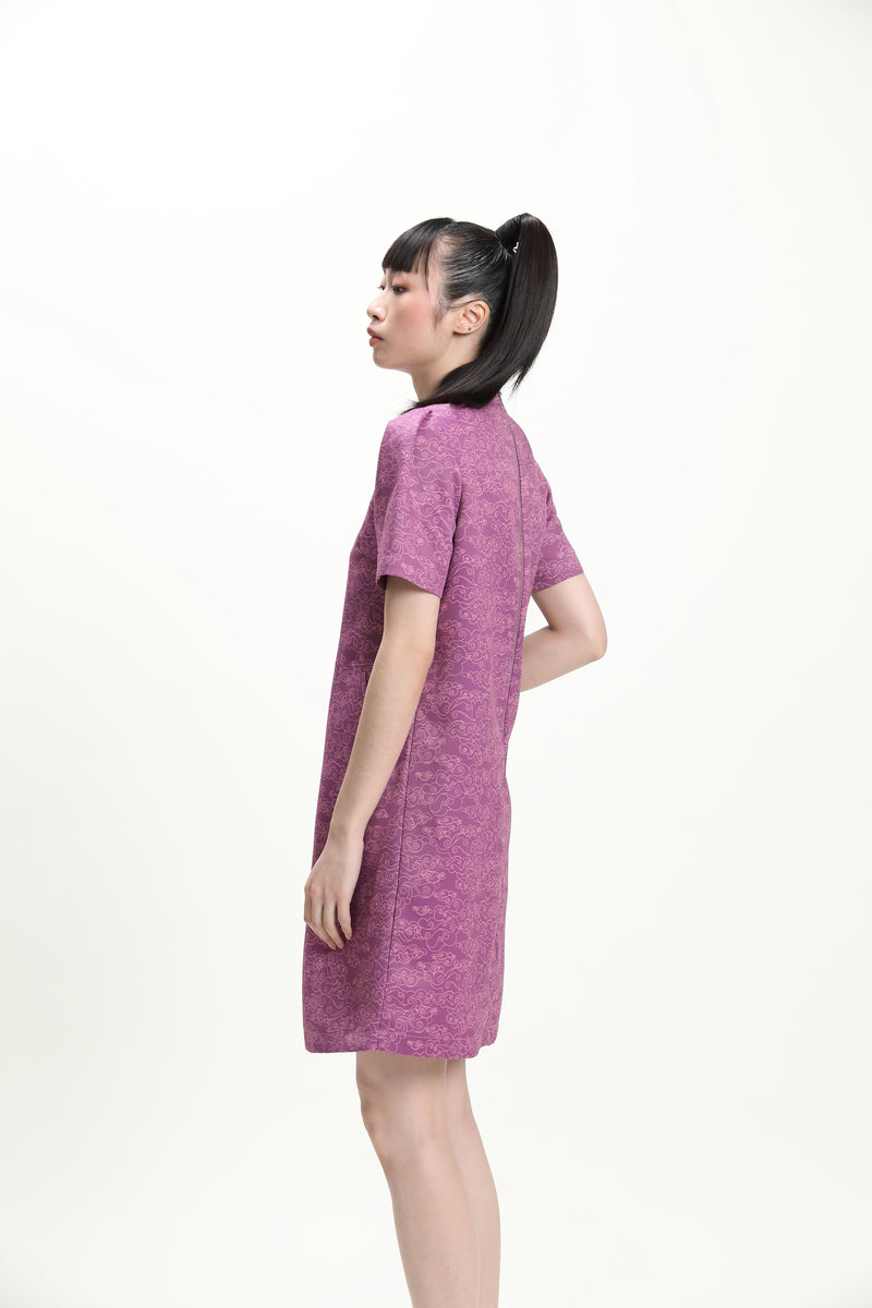 CYPHERHOOD 簡約鬆身A-LINE旗袍裙(紫色)