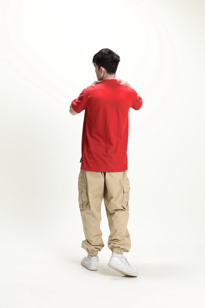 Cypherhood 男裝型格紅色中式Polo恤